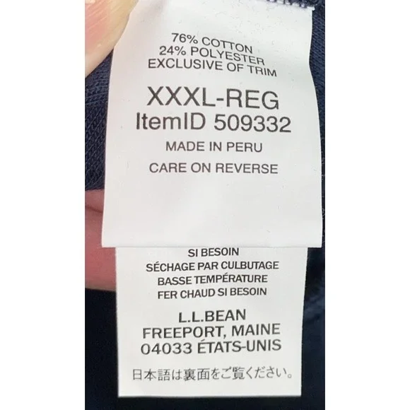 LL Bean Quilted‎ Sweatshirt Mens 3XL Navy Snap Pullover Mock Neck Logo Outdoors - Picture 12 of 15